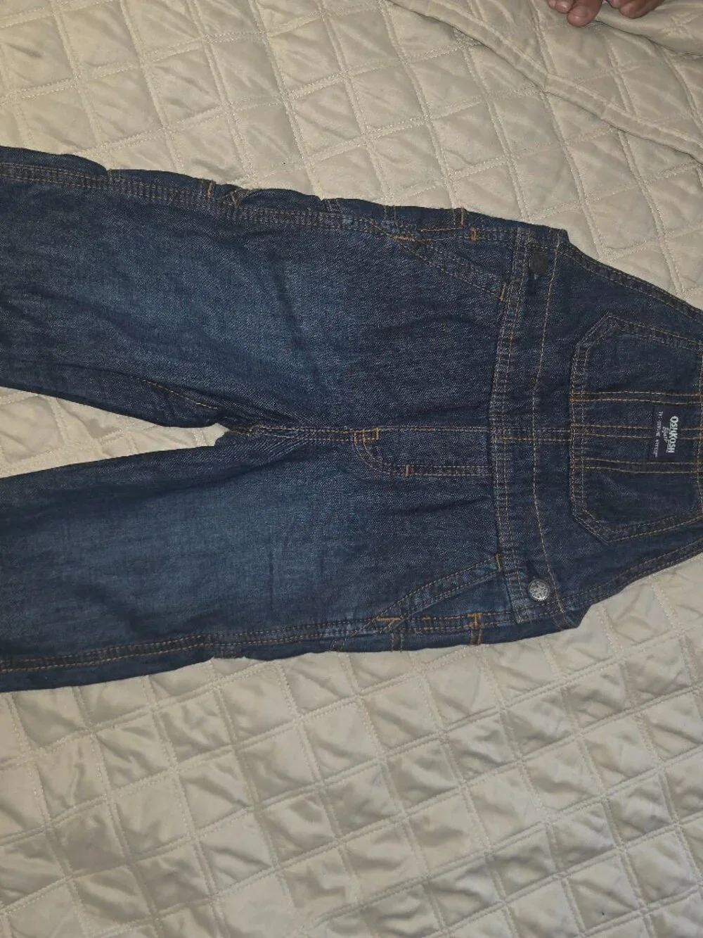 OshKosh B'gosh 24M Denim Overalls Buffalo Plaid Lined Snap Leg Toddler